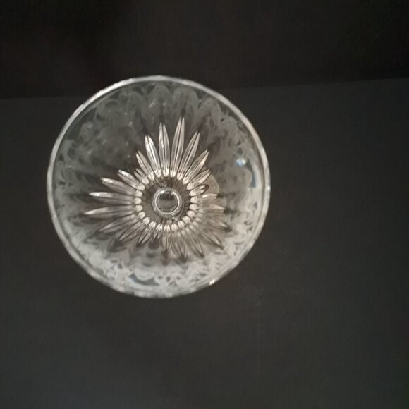 Cristal de Flandre Wine Goblet 6.5" Austria Clear Cut Panel Stem Glass Elegant - Picture 4 of 11